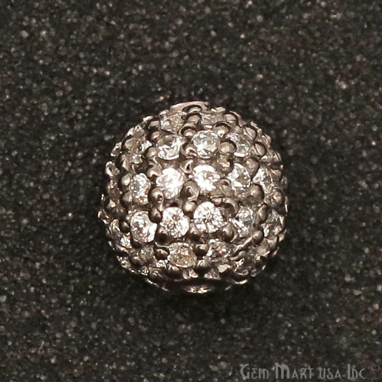 Cubic Zircon Round 6mm Beads Ball Sterling Silver Charm For Bracelet & Pendants