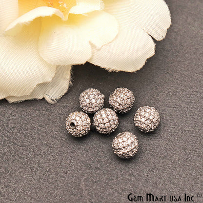 Cubic Zircon Round 6mm Beads Ball Sterling Silver Charm For Bracelet & Pendants