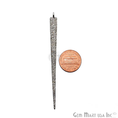 Pave Spike Diamond Charm Pendant, Sterling Silver Necklace Charm Pendant
