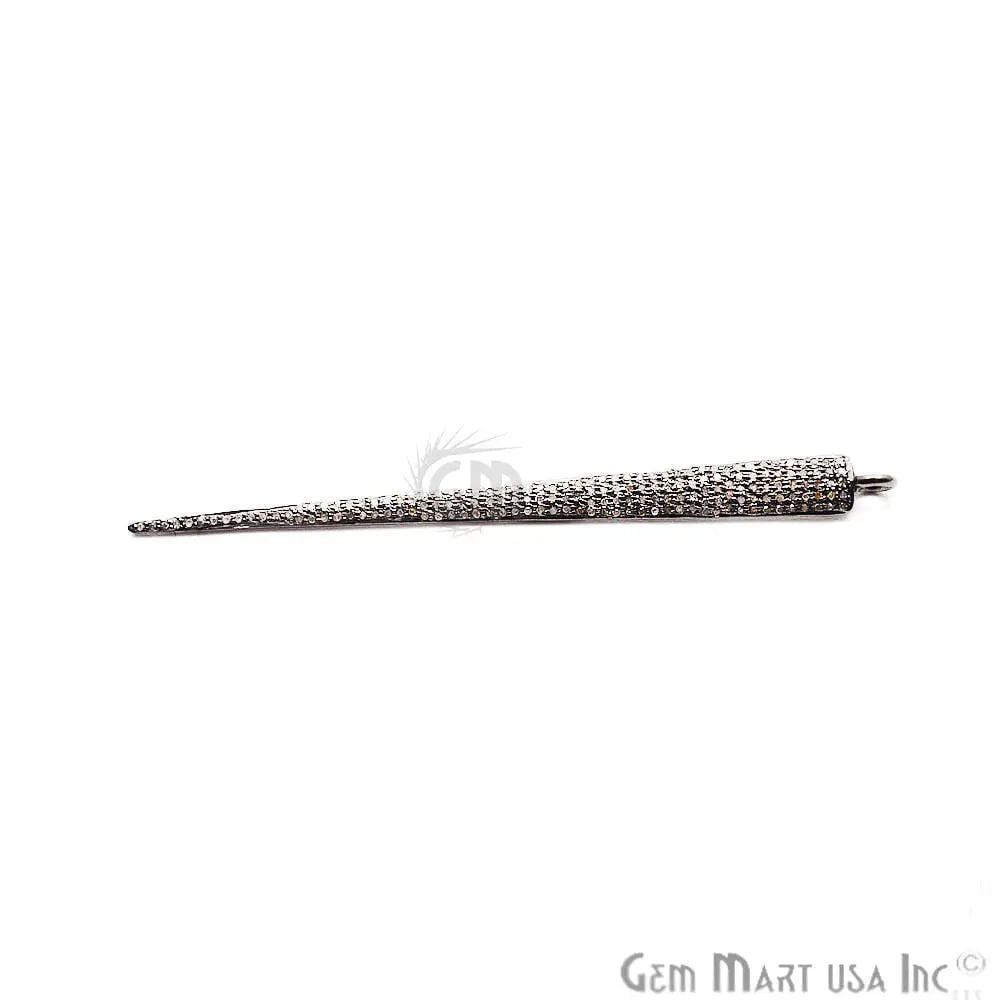 Pave Spike Diamond Charm Pendant, Sterling Silver Necklace Charm Pendant