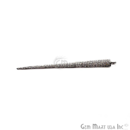 Pave Spike Diamond Charm Pendant, Sterling Silver Necklace Charm Pendant