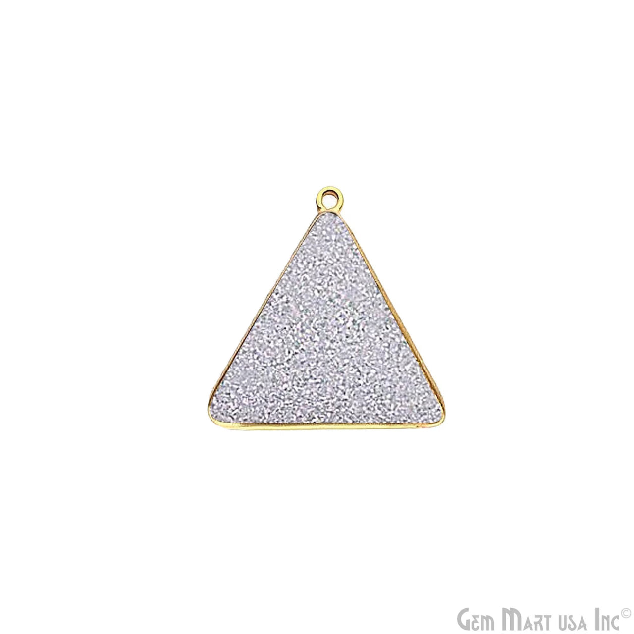 White Druzy Triangle 16mm Single Bail Gold Bezel Druzy Gemstone Connector