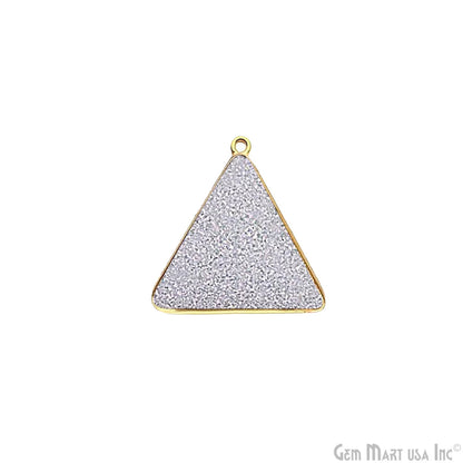 White Druzy Triangle 16mm Single Bail Gold Bezel Druzy Gemstone Connector