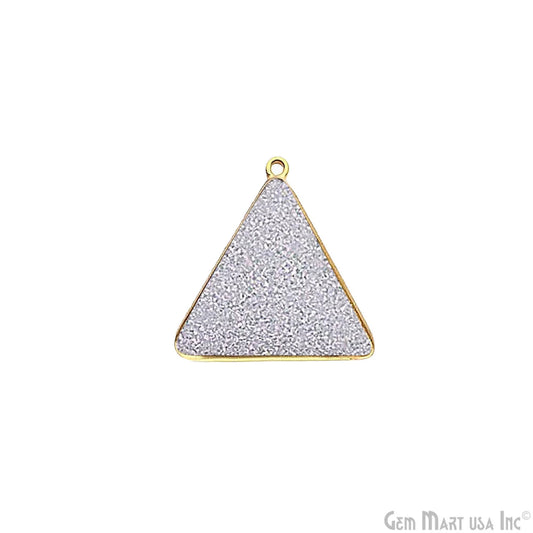 White Druzy Triangle 16mm Single Bail Gold Bezel Druzy Gemstone Connector