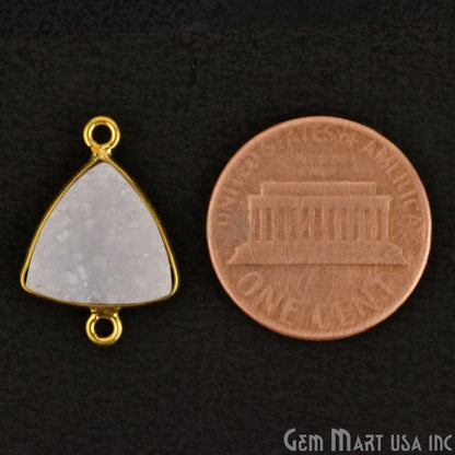 White Druzy 12mm Trilion Gold Plated Double Bail Gemstone Connector