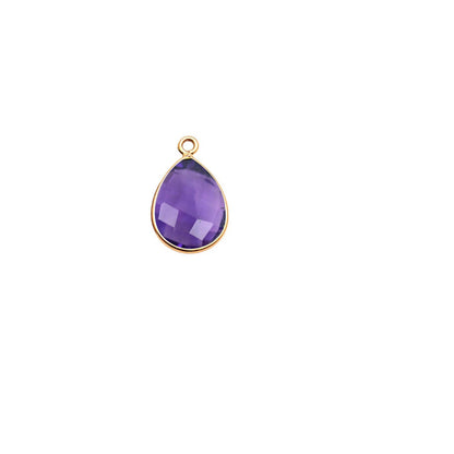 Pear 12x16mm Gold Bezel Single Bail Gemstone Connector