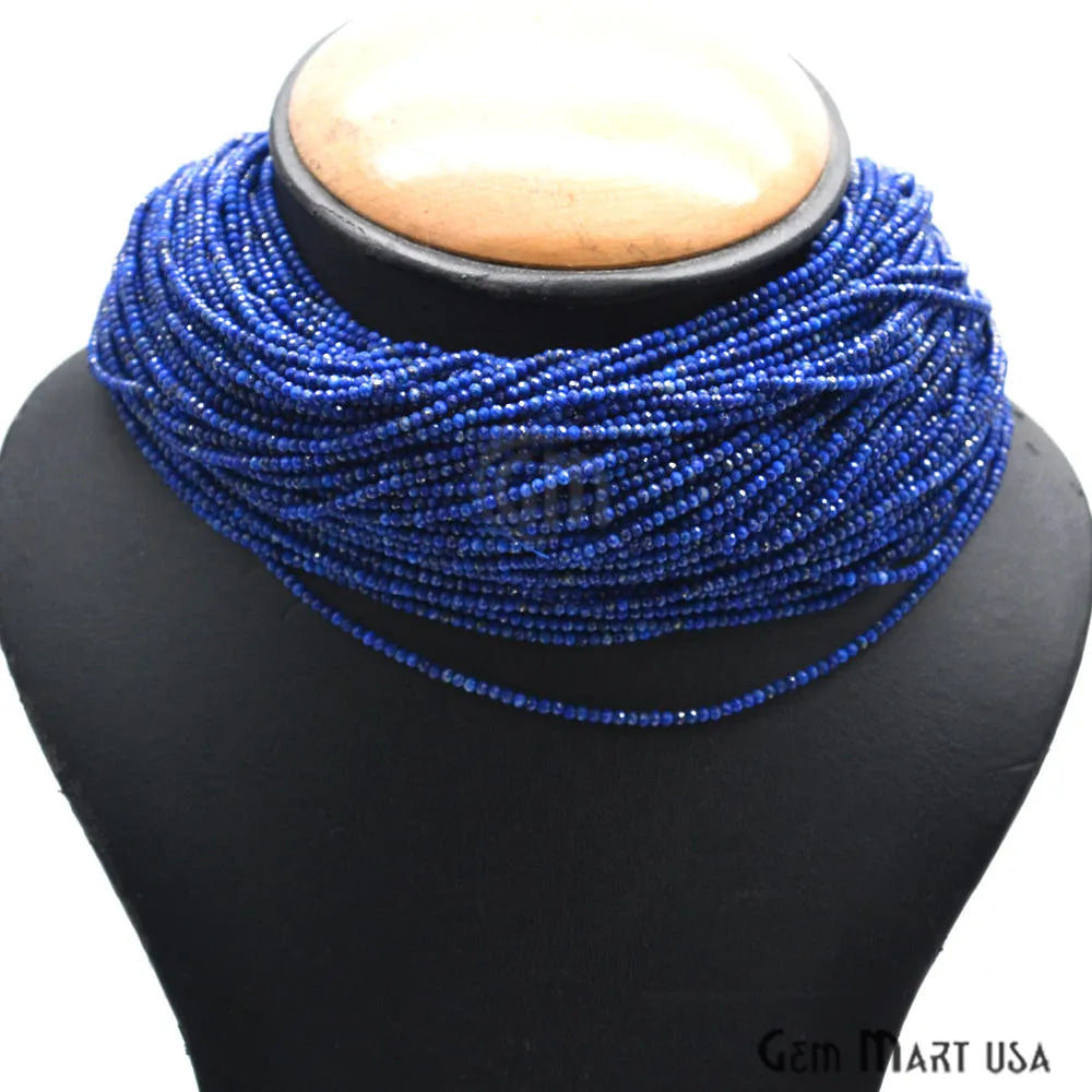 Lapis Rondelle Beads, 12-13 Inch Gemstone Strands, Drilled Strung Nugget Beads, Faceted Round, 2-2.5mm