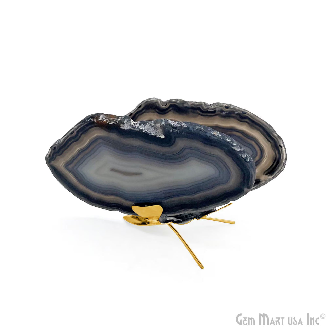 Agate Slice Butterfly, Natural Agate Décor, Butterfly Wing Home Décor, Agate Geode, Natural Gemstone Butterfly, Gold Plated