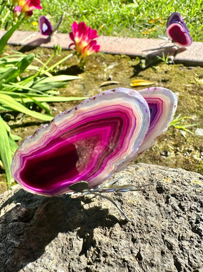 Agate Slice Purple Butterfly, Natural Agate Décor, Butterfly Wing Home Décor, Agate Geode, Purple Agate