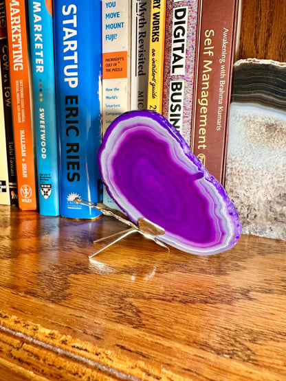Agate Slice Purple Butterfly, Natural Agate Décor, Butterfly Wing Home Décor, Agate Geode, Purple Agate
