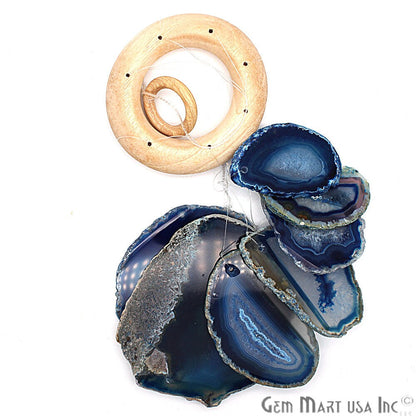 Deep Blue Agate Slice Wind Chime, Natural Gemstone Wind Chime, Garden Décor, Home Décor, Melodic Tones