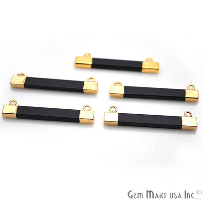 Black Onyx Rectangle Gold Plated Gemstone Connector