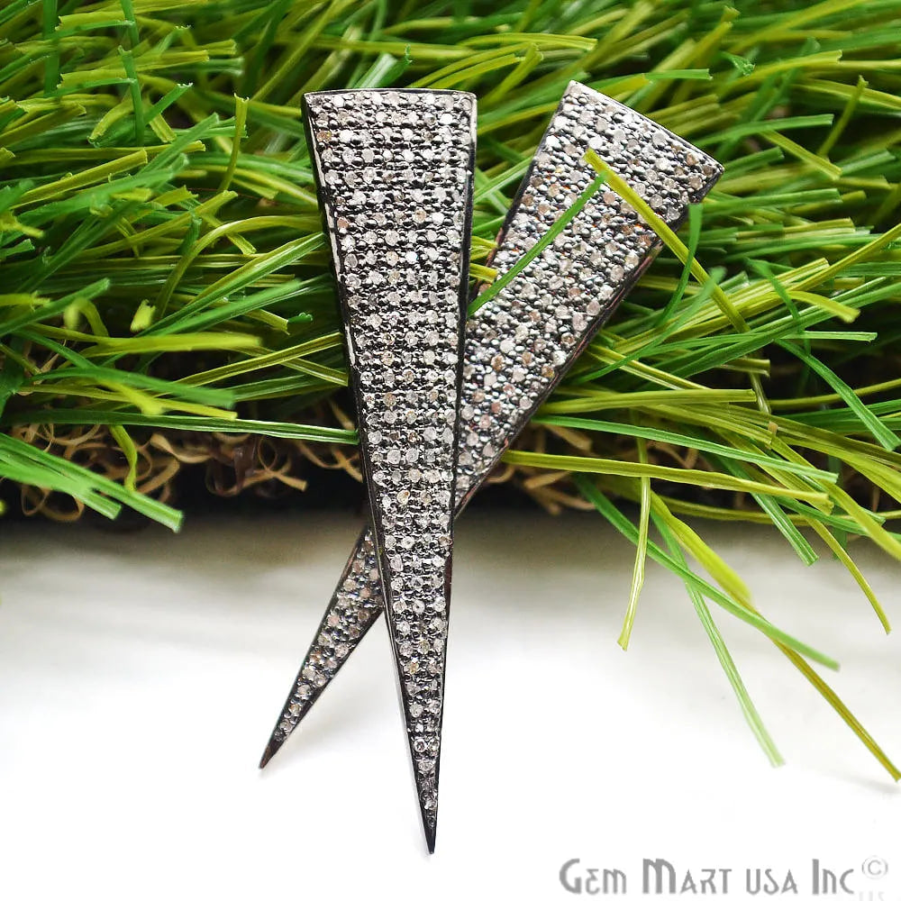 Triangle Spike Diamond Charm Pendant, 50x12mm Triangle Spike Gold Vermeil Necklace Pendant