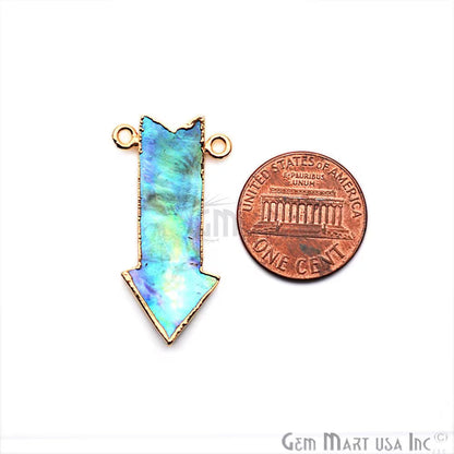 Abalone Shell 36x17mm Arrow Shape Double Bail Gold Electroplated Connector