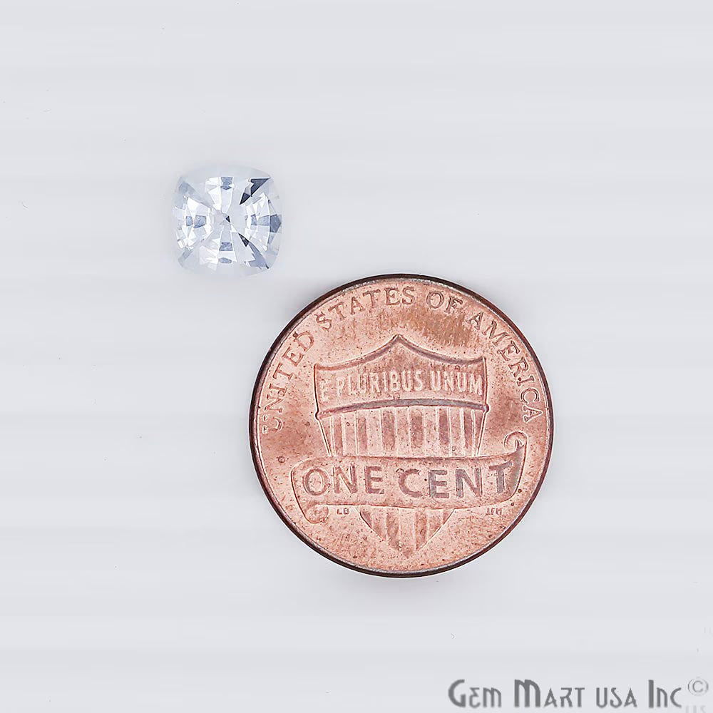 White Sapphire Wholesale Gemstones, 100% Natural Precious Gems, White Faceted Loose Gems, 7mm, Cushion, 1.55 Carat