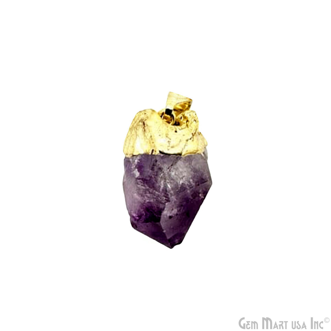 Amethyst Free Form 25x12mm Gold Electroplated Single Bail Rough Gemstone Pendant
