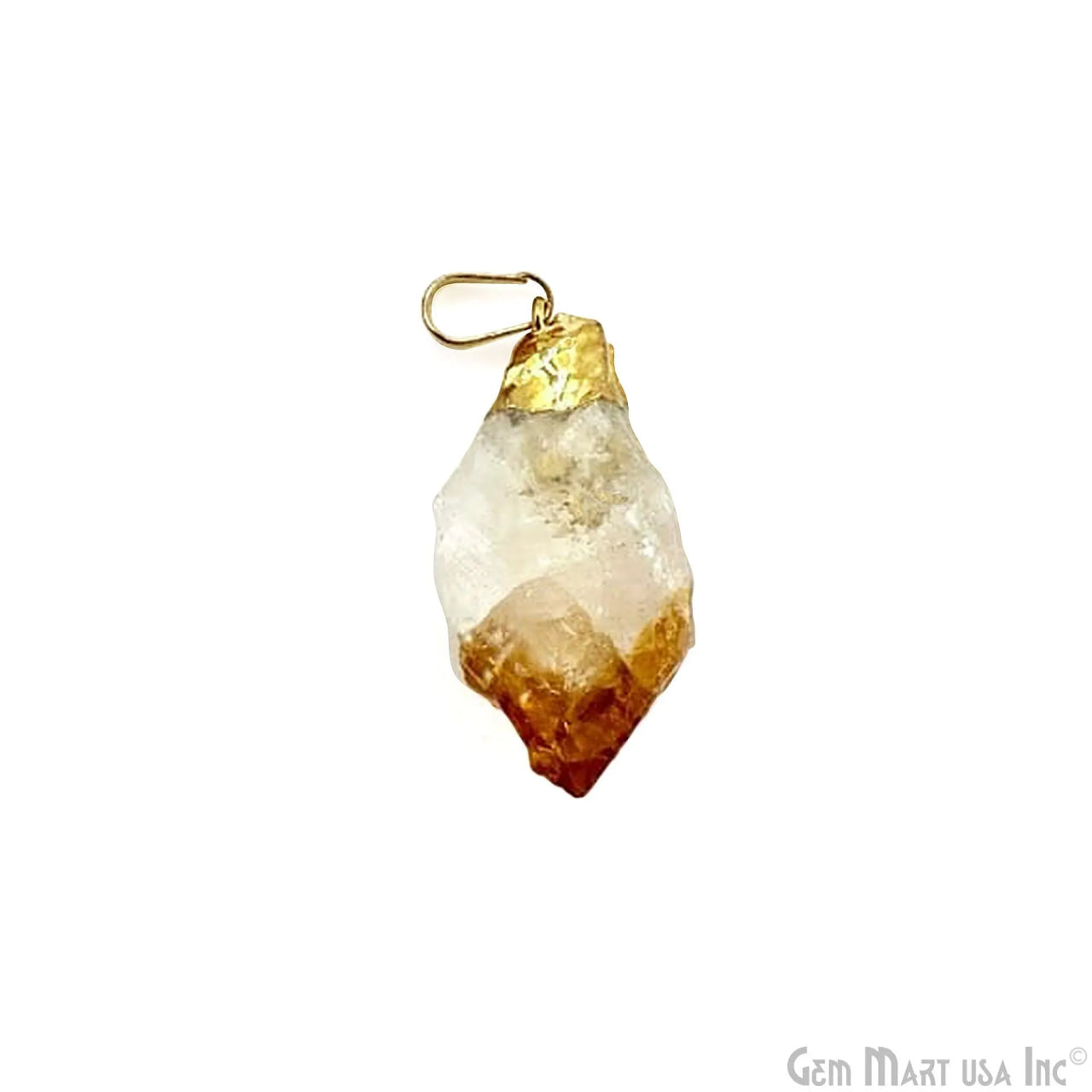 Citrine Free Form 37x20mm Gold Electroplated Single Bail Rough Gemstone Pendant