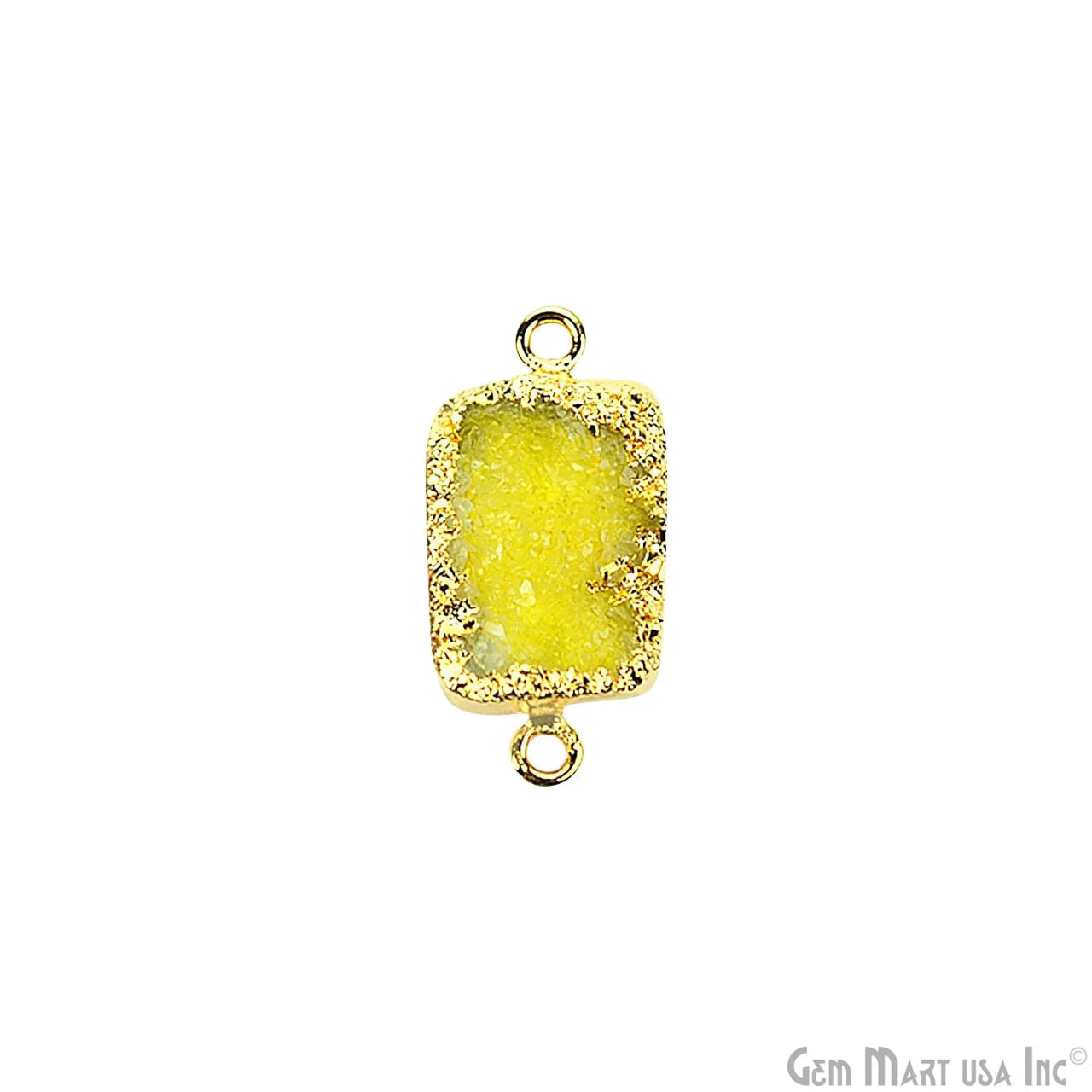 Lemon Druzy Gold Electroplated 25x12mm Fancy Shape Double Bail Gemstone Connector