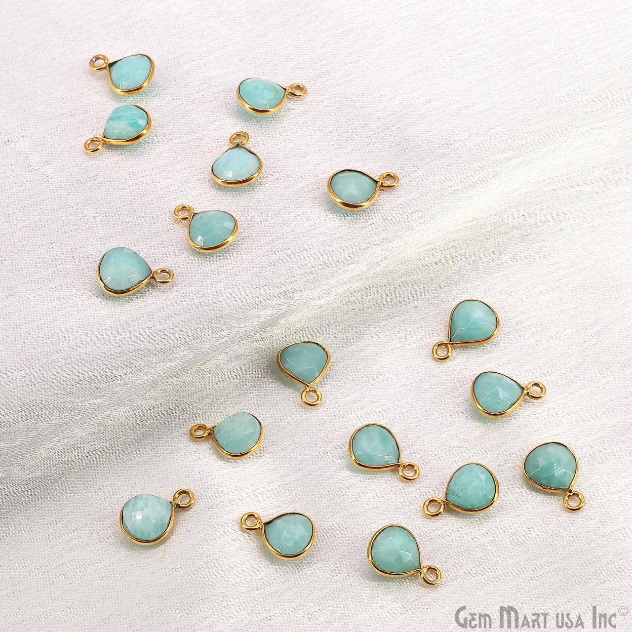Amazonite Heart 6mm Gold Plated Single Bail Bezel Gemstone Connector