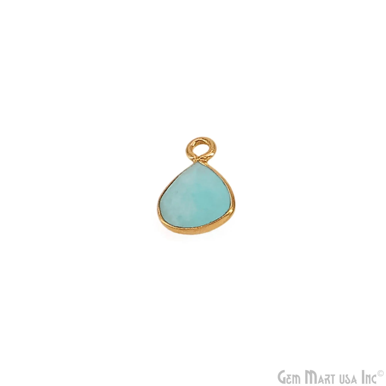 Amazonite Heart 6mm Gold Plated Single Bail Bezel Gemstone Connector