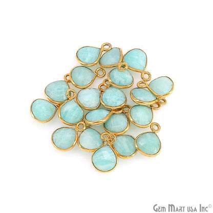 Amazonite Heart 6mm Gold Plated Single Bail Bezel Gemstone Connector