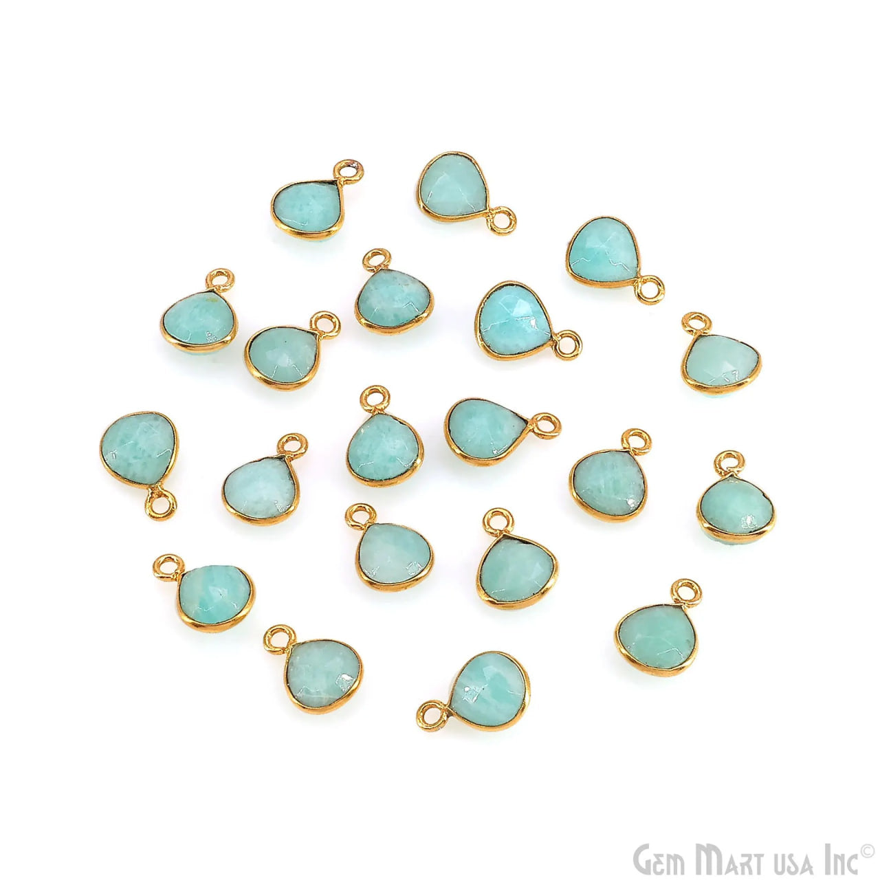 Amazonite Heart 6mm Gold Plated Single Bail Bezel Gemstone Connector