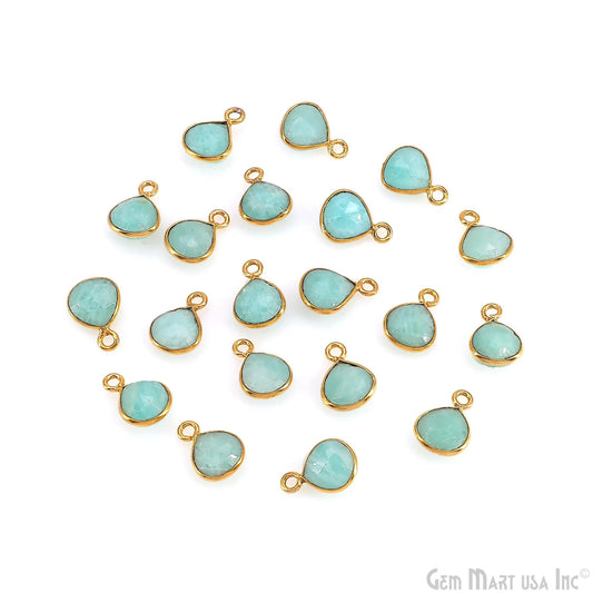 Amazonite Heart 6mm Gold Plated Single Bail Bezel Gemstone Connector