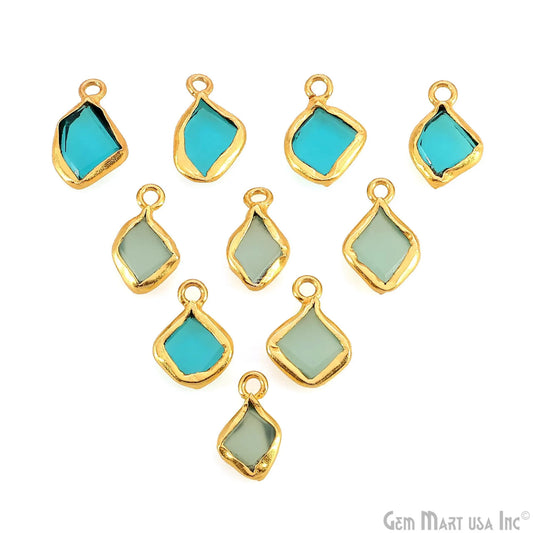 Gold Electroplated Single Bail Geometric Pendant Charm Gemstone Connector