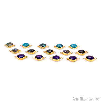 Multi Color Round 21x12mm Gold Plated Double Bail Cabochon Connector