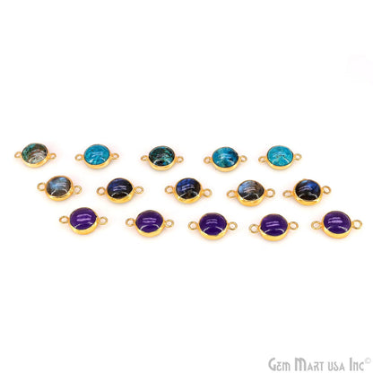 Multi Color Round 21x12mm Gold Plated Double Bail Cabochon Connector