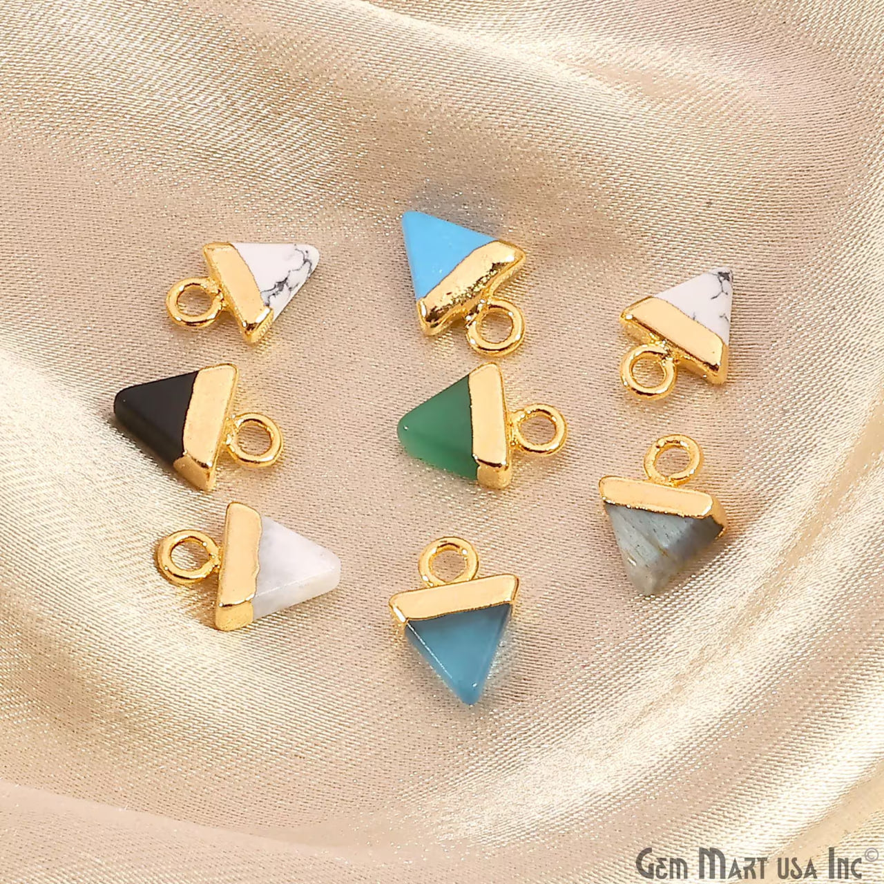 Triangle 11x8mm Gold Electroplated Single Bail Gemstone Connector