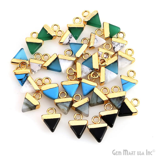 Triangle 11x8mm Gold Electroplated Single Bail Gemstone Connector