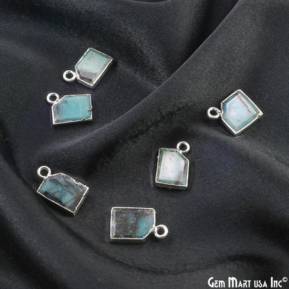Chrysocolla Gold Electroplated Single Bail Geometric Pendant Charm Gemstone Connector (Copy)