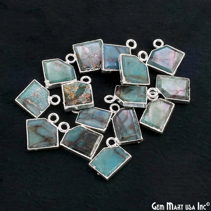 Chrysocolla Gold Electroplated Single Bail Geometric Pendant Charm Gemstone Connector (Copy)