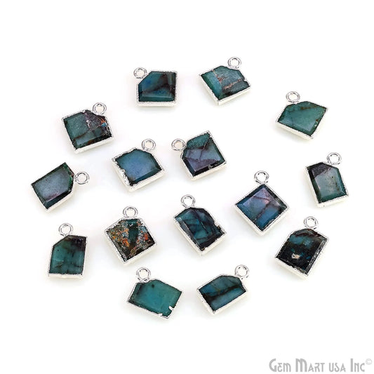 Chrysocolla Gold Electroplated Single Bail Geometric Pendant Charm Gemstone Connector (Copy)