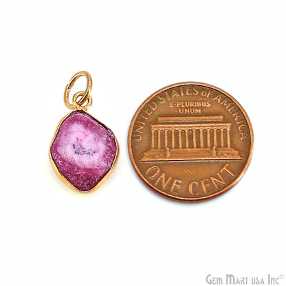 Pink Agate Geode Druzy 14x10mm Single Bail Gold Electroplated Gemstone Connector
