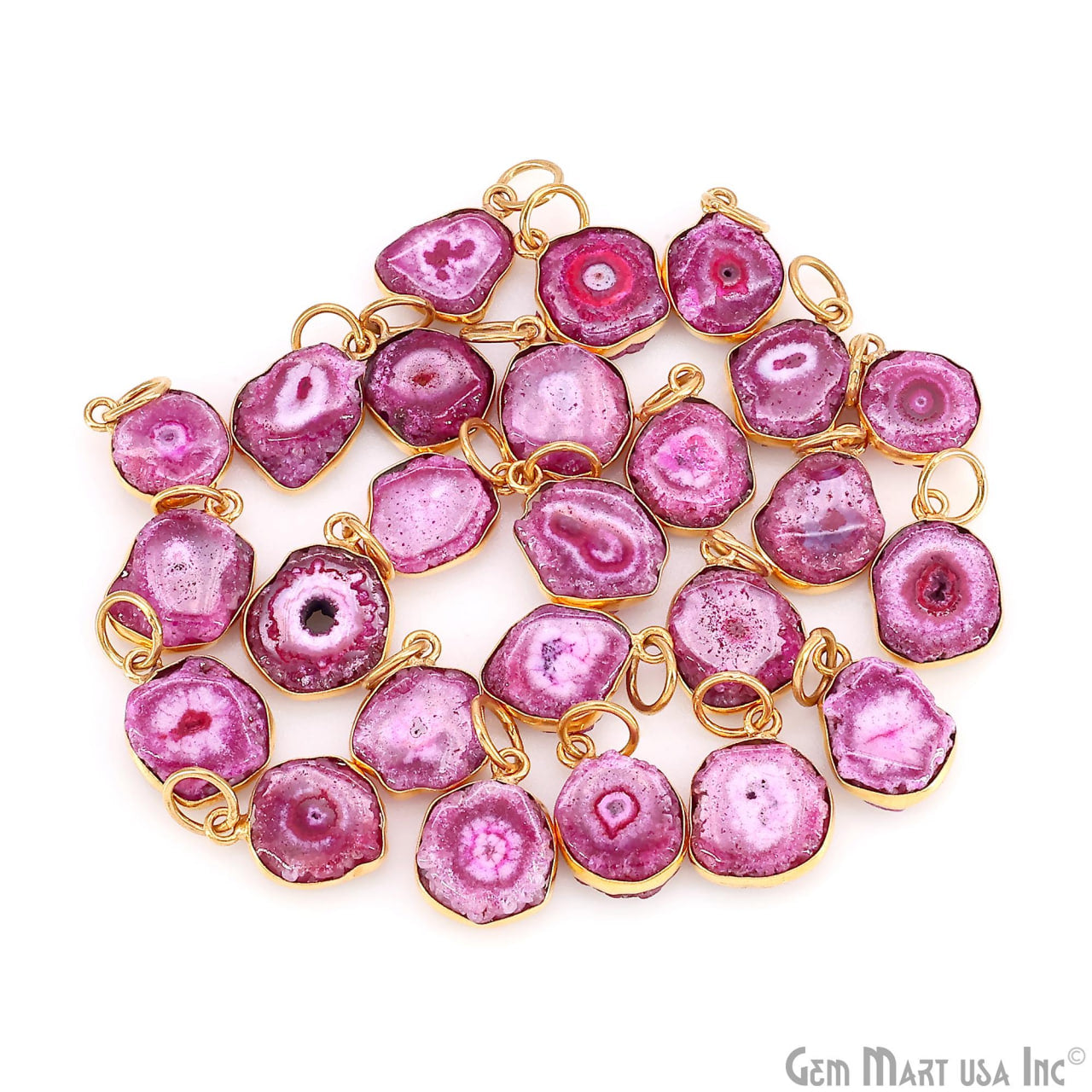 Pink Agate Geode Druzy 14x10mm Single Bail Gold Electroplated Gemstone Connector