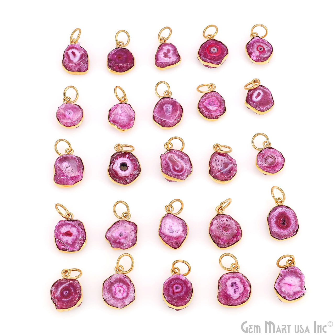 Pink Agate Geode Druzy 14x10mm Single Bail Gold Electroplated Gemstone Connector