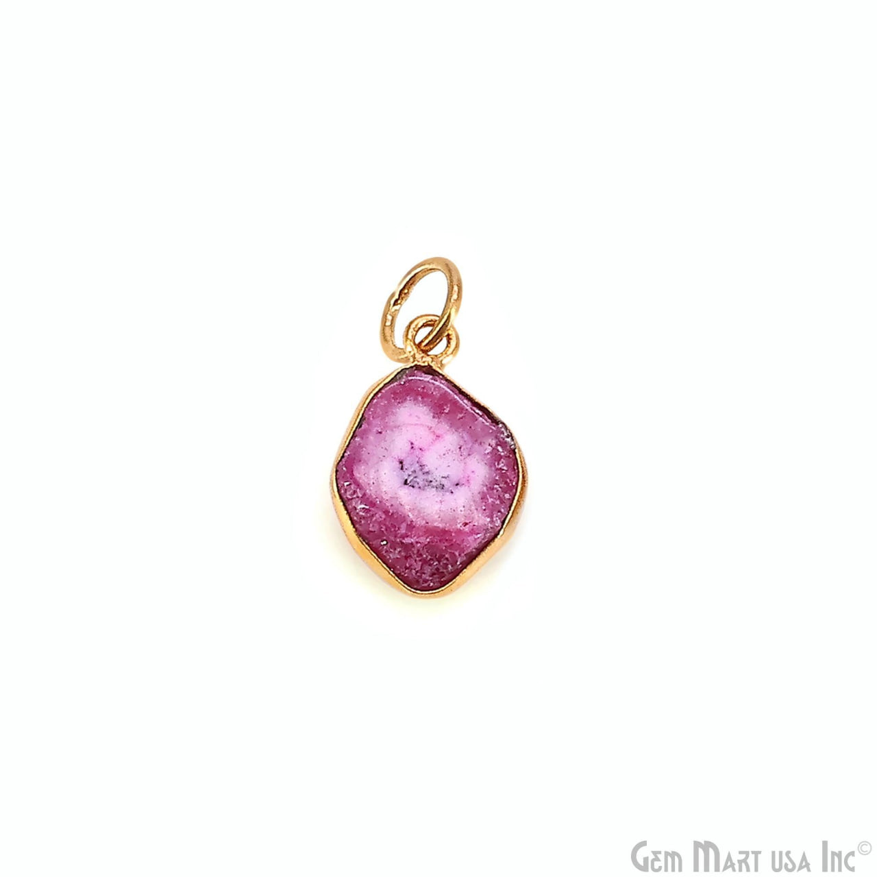 Pink Agate Geode Druzy 14x10mm Single Bail Gold Electroplated Gemstone Connector