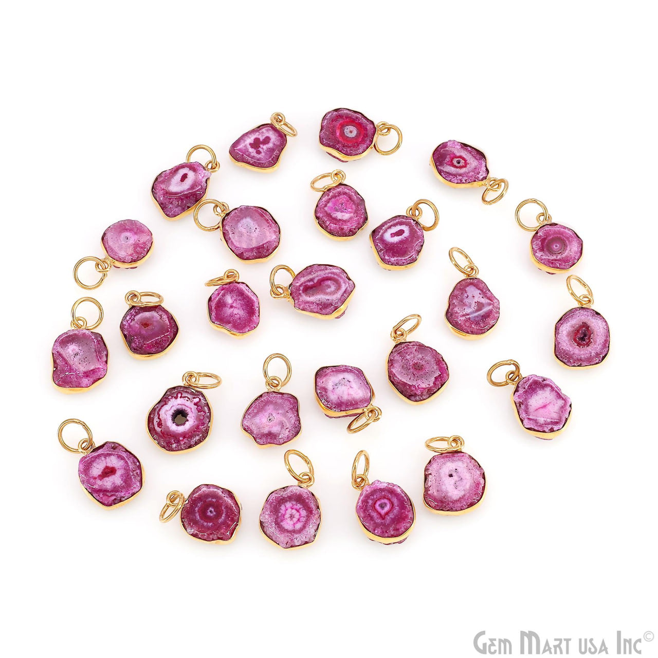 Pink Agate Geode Druzy 14x10mm Single Bail Gold Electroplated Gemstone Connector