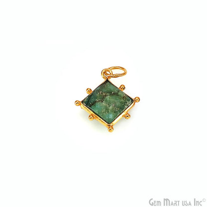Chrysocolla Square 14mm Gold Bezel Setting Single Bail Gemstone Connector