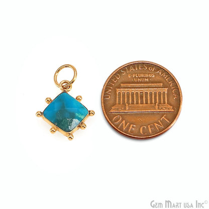 Chrysocolla Square 12mm Gold Bezel Setting Single Bail Gemstone Connector