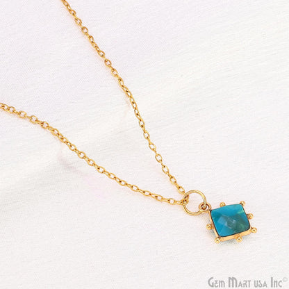 Chrysocolla Square 12mm Gold Bezel Setting Single Bail Gemstone Connector