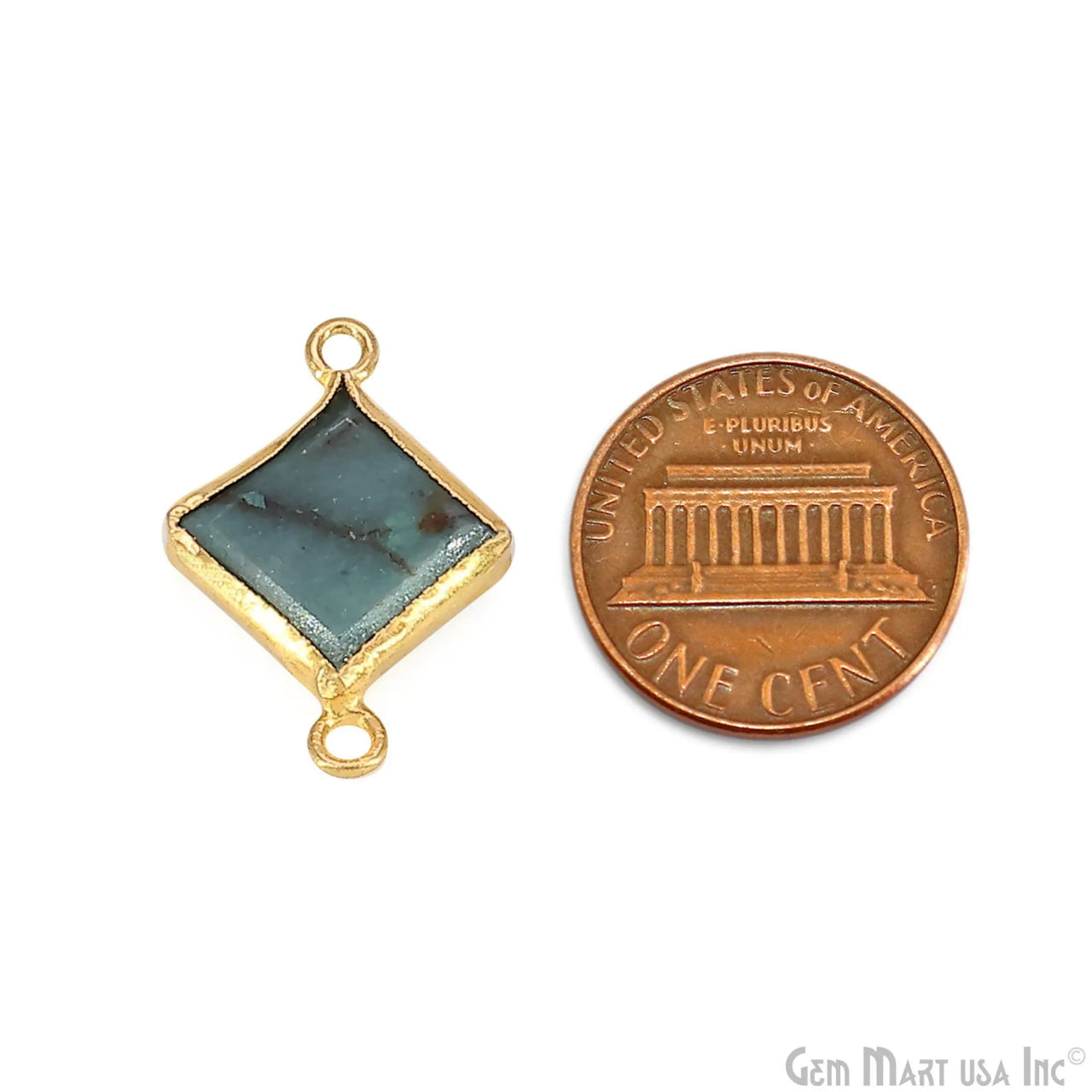 Chrysocolla Geometric 23x13mm Gold Bezel Setting Single Bail Gemstone Connector