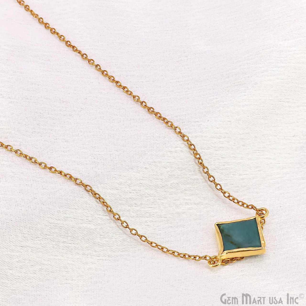 Chrysocolla Geometric 23x13mm Gold Bezel Setting Single Bail Gemstone Connector