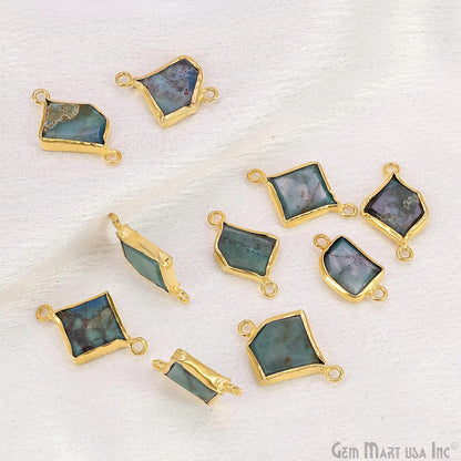 Chrysocolla Geometric 23x13mm Gold Bezel Setting Single Bail Gemstone Connector