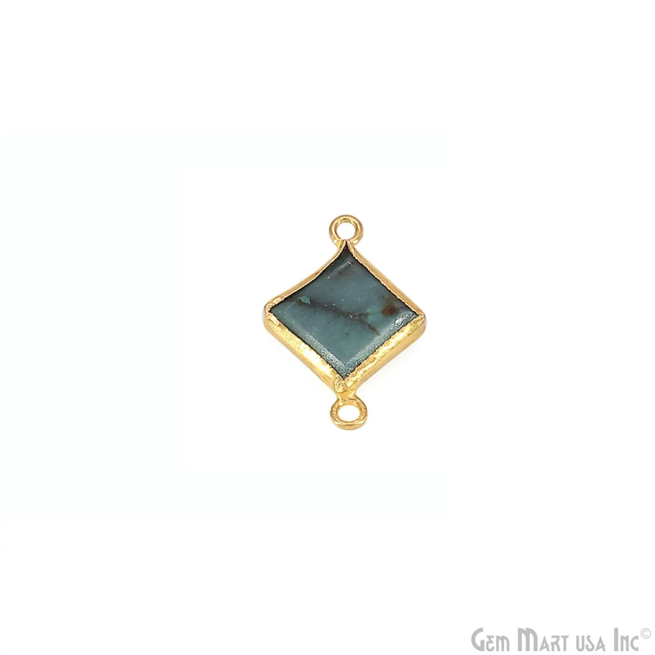 Chrysocolla Geometric 23x13mm Gold Bezel Setting Single Bail Gemstone Connector
