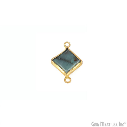Chrysocolla Geometric 23x13mm Gold Bezel Setting Single Bail Gemstone Connector