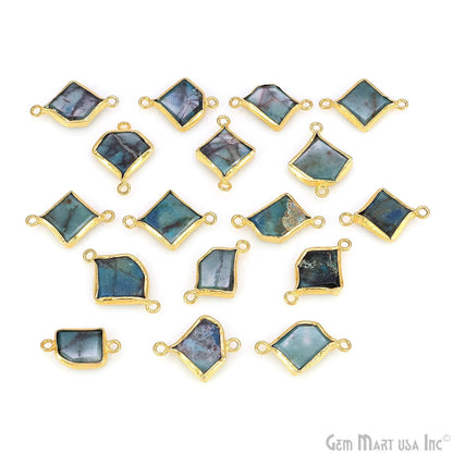 Chrysocolla Geometric 23x13mm Gold Bezel Setting Single Bail Gemstone Connector