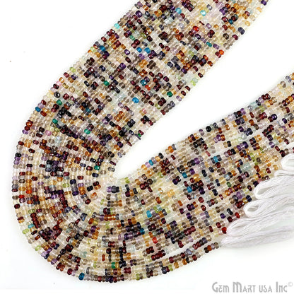 Mixed Rondelle Beads, 12.5 Inch Gemstone Strands, Drilled Strung Nugget Beads, Faceted Round, 3-4mm